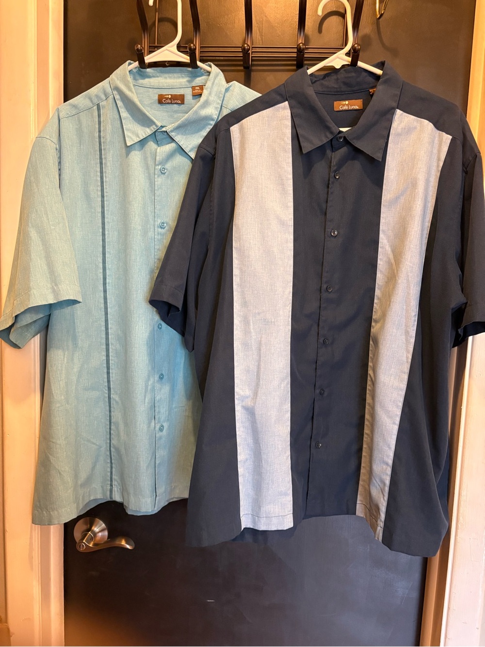 Cafe Luna 2XL Men’s Short Sleeve  2 Shirts Lightweight Button Down Teal, Black